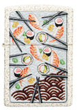 Front view of Sushi Design Mercury Glass Windproof Lighter.