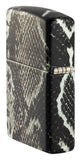 Angled shot of Snake Skin Design 540 Color Windproof Lighter, showing the back and hinge side of the lighter.