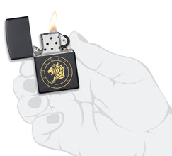 Zippo Leo Zodiac Sign Black Matte Pocket Lighter