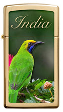 Front view of Slim Green Bird Design Windproof Pocket Lighter.