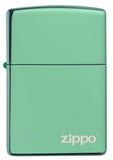 Front of Classic High Polish Green Zippo Logo Windproof Lighter