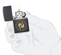 Zippo PiscesZodiac Sign Black Matte Pocket Lighter