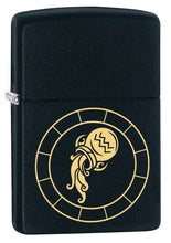 Zippo Brass Zodiac SignAquarius Black Matte Pocket Lighter