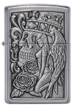 Front of Skull and Angel Emblem Design Street Chrome?äó Windproof Lighter