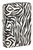 Front shot of Zebra Print Design 540 Color Windproof Lighter standing at a 3/4 angle.