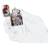 Zippo I Spy 540 Color Windproof Lighter lit in hand