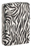 Backshot of Zebra Print Design 540 Color Windproof Lighter standing at a 3/4 angle.