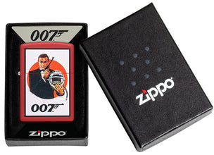 James Bond 007?äó Vintage Design Red Matte Windproof Lighter in its packaging.