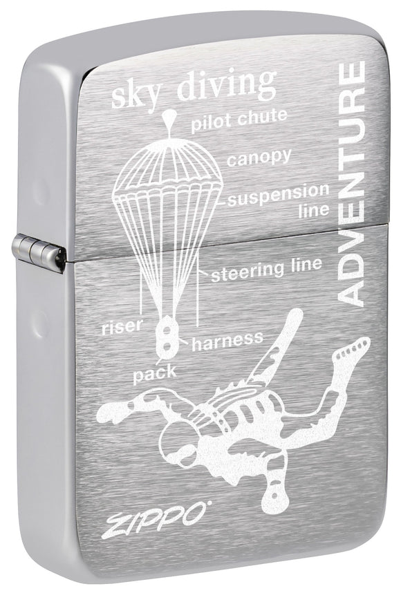Front shot of Skydiving Replica Brushed Chrome Design standing at a 3/4 angle.