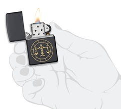 Zippo Libra Zodiac Sign Black Matte Pocket Lighter