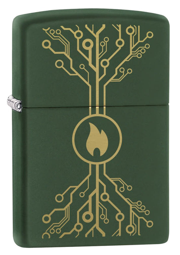 Flame Tech Design Green Matte Windproof Lighter