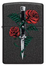 Front shot of Rose Dagger Tattoo Design Black Crackle?« Windproof Lighter.