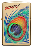 Front view of Peacock Feather Design Windproof Pocket Lighter.