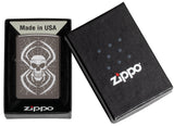 Zippo Skull Spider Design Windproof Lighter in its packaging
