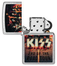 KISS Design End of the Road Tour Street Chrome?äó Windproof Lighter with its lid open and unlit.