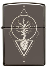 Front view of Heart Of Tree Design Black Ice?« Windproof Lighter.