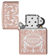 Zippo American Classic Windproof Lighter with its lid open and unlit.