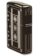 Back angle view of Cassette Tape Black Ice?« Windproof Lighter, showing the hinge side