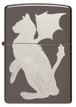 Front shot of Dragon Cat Design Black Ice?« Windproof Lighter.