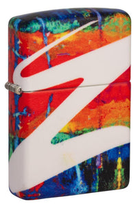 Front shot of Drippy Z Design 540 Color Windproof Lighter standing at a 3/4 angle.