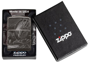 Lisa Parker Mythological Design Windproof Lighter in its premium packaging