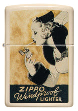 Front shot of Zippo Windy Design Flat Sand Windproof Lighter.