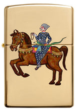 Front view of Indian Wedding Horse Design Windproof Pocket Lighter.