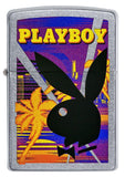 Front view of Playboy Beach Rabbit Head Street Chrome™ Windproof Lighter.