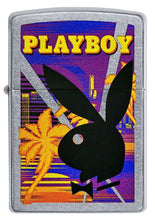 Front view of Playboy Beach Rabbit Head Street Chrome?äó Windproof Lighter.