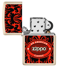 Zippo American Classic Windproof Lighter with its lid open and unlit.