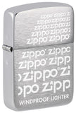 Front view of Zippo Repeat 1941 Replica Brushed Chrome Design standing at a 3/4 angle.