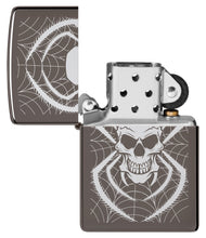 Zippo Skull Spider Design Windproof Lighter unlit and open