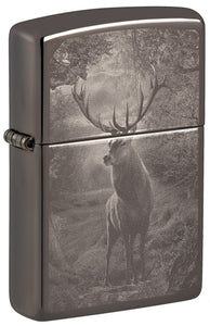 Front shot of Deer Design Classic Windproof Lighter standing at a 3/4 angle.