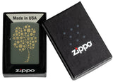 Zippo Four Leaf Clover Design Windproof Lighter in its packaging.