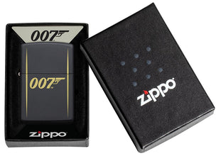 James Bond 007?äó Laser Engraved Black Matte Windproof Lighter in its packaging.